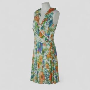 Lauren Ralph Lauren Dress Sz 12 Vibrant Floral Wrap Fully Lined